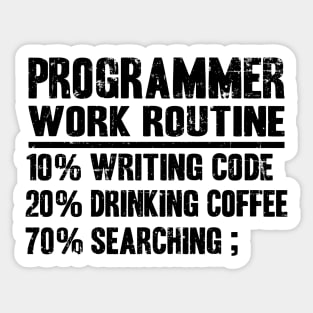 Funny Programmer Work Routine Gift Coding Coffee Sticker